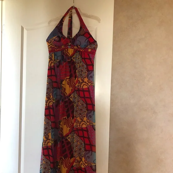 slim fit dress slacks Sue Wong - Beaded Halter Neck Chiffon A-Line Dress N5330 2 / Port main image 0